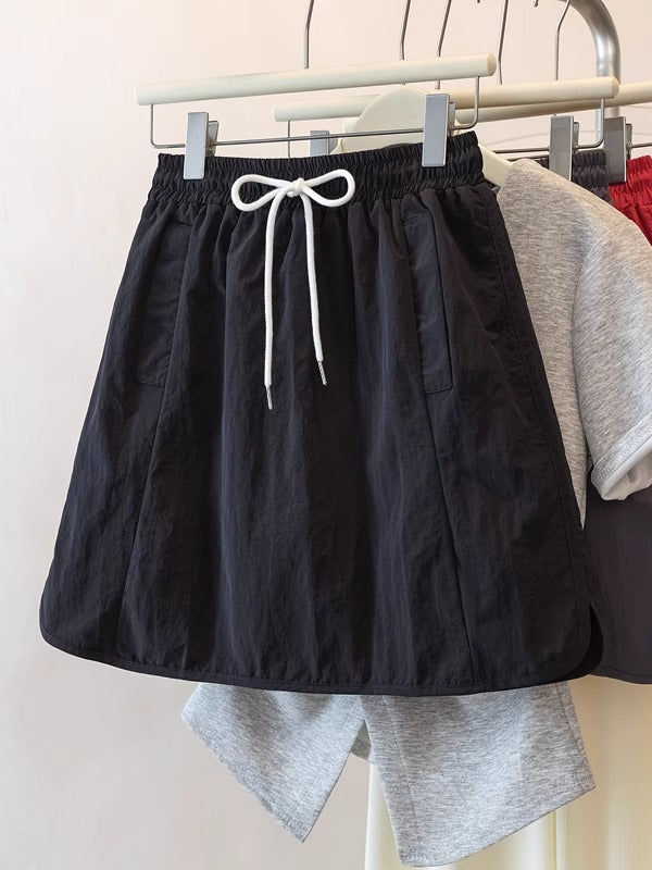 Qadınlar üçün Böyük Ölçülü Şirin və Sərin Yüksək Belli A-xəttli Ətək, 2026 Yeni Yay Modeli, Böyük Ölçülü Armud Formalı Fiqurlar üçün Arıqladıcı Yük Ətəyi