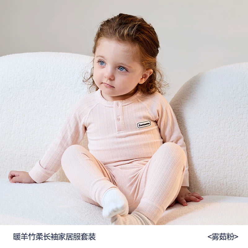 Domiamia Uşaq Pijama Dəsti, Bambuk Lifli Yun Körpə Altlığı, Payız/Qış