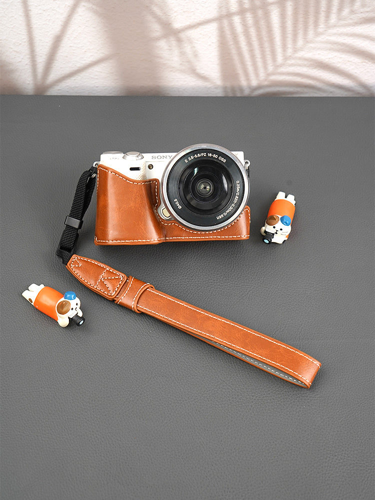 Sony NEX-5T kamera qoruyucu qutusu nex5r nex5 nex6 nex7 dəri bazası a5000 a6300 a6400 dəri qutusu portativ açıq fotoqrafiya çantası üçün uyğundur