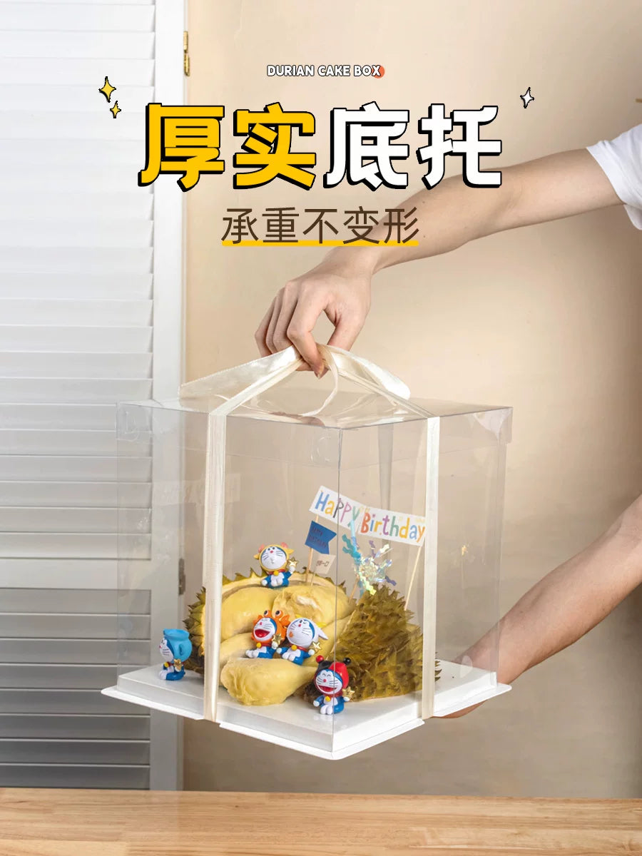 Durian tort qablaşdırma qutusu diy materialı ad günü hədiyyə qutusu qablaşdırma xarici nimçə şəffaf 8 səkkiz düym 10 on bəzək 6