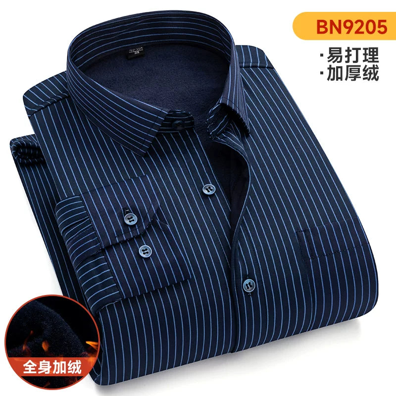 Ağacdələn Qış Kişi İsti Köynəyi, Yun astarlı, Qalın, Orta Yaşlı, Uzunqol Zolaqlı İsti Köynək, Ata Geyimi