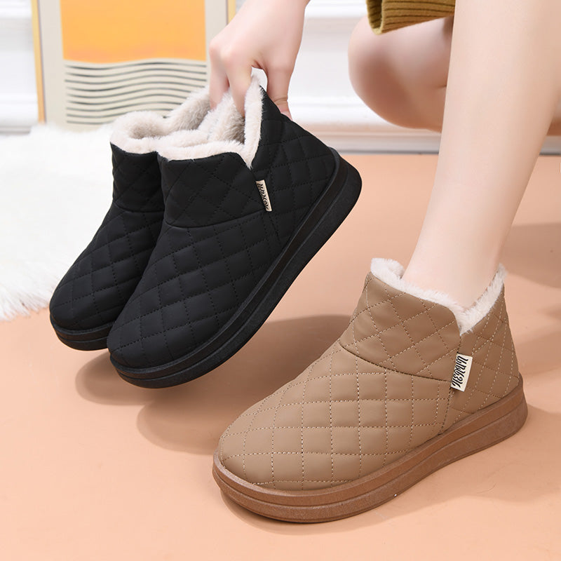 2025 Yeni Qış Yun Astarlı Rahat Qadın Pambıq Ayaqqabıları, Gündəlik İsti Qar Çəkmələri, Soyuqdan Qalınlaşmış Ana Ayaqqabıları, Qısa Çəkmələr