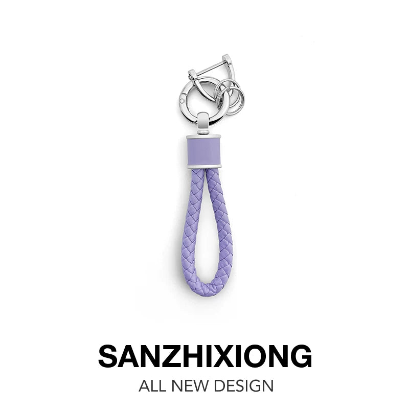 Simple braced car keychain chain, stylish keyring, creative car key hanger, car key rope