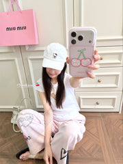Yuri Park ins yay sadə girly tutqun çəhrayı xətlər Albalı 17 17pro Apple 17ProMax mobil telefon qutusu iPhone16 hər şey daxil 14 yeni 16Promax qoruyucu örtük