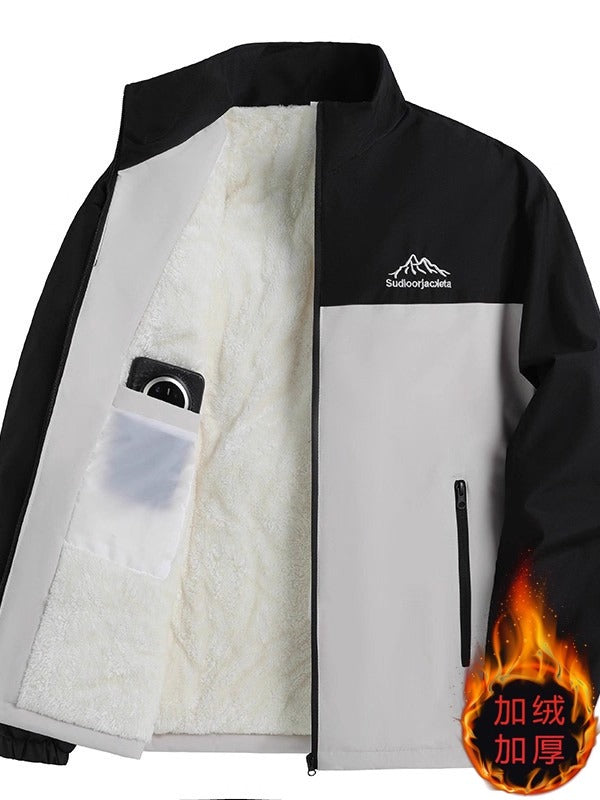 Kişilər üçün payız/qış üçün yun astarlı, qalınlaşdırılmış, dəbli, çoxfunksiyalı ayaqaltı gödəkçə, külək və suya davamlı küləkdən qoruyucu.