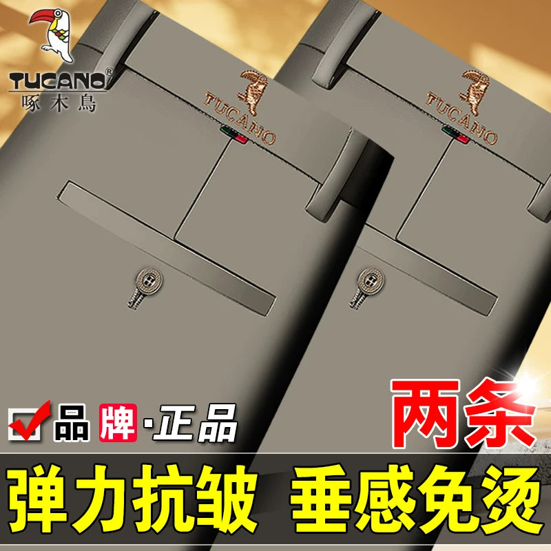 Woodpecker 2025 Yeni Kişi Gündəlik Şalvarı, Qış Yun Astarlı Qalın Şalvar, Düz Ayaqlı Boş Uzun Şalvar, Orta Yaşlılar üçün Don Şalvarı