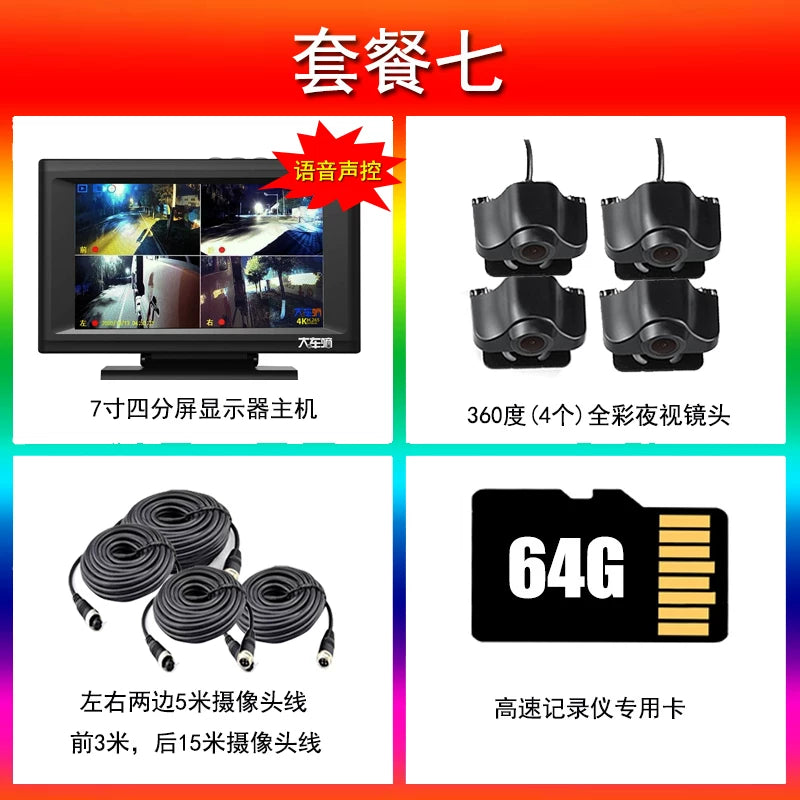 Səslə idarəetmə, geriyə çəkiliş kamerası, dörd kanallı səsyazma, 24V dövrəli səsyazma funksiyalı böyük yük maşını ötürücü kamerası.