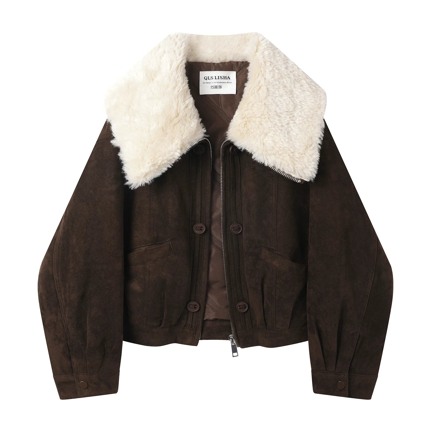 Cholisa Qadınlar üçün İsti Xəz Yaxalıqlı Pambıq Gödəkçə, 2025-ci ilin Qış Yeni Modeli, Qalınlaşmış Zamşa Gödəkçə, Yastıqlı Astarlı Super Şirin Üst Geyim