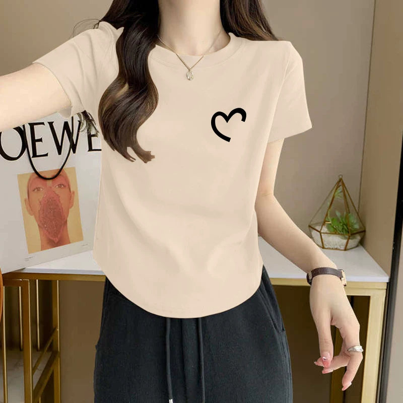 Qadınlar üçün sağ çiyinli təmiz pambıq qısaqol köynək 2026-cı ilin yayında yeni isti stil slim fit nizamsız moda brend köynək üstü qadınlar üçün
