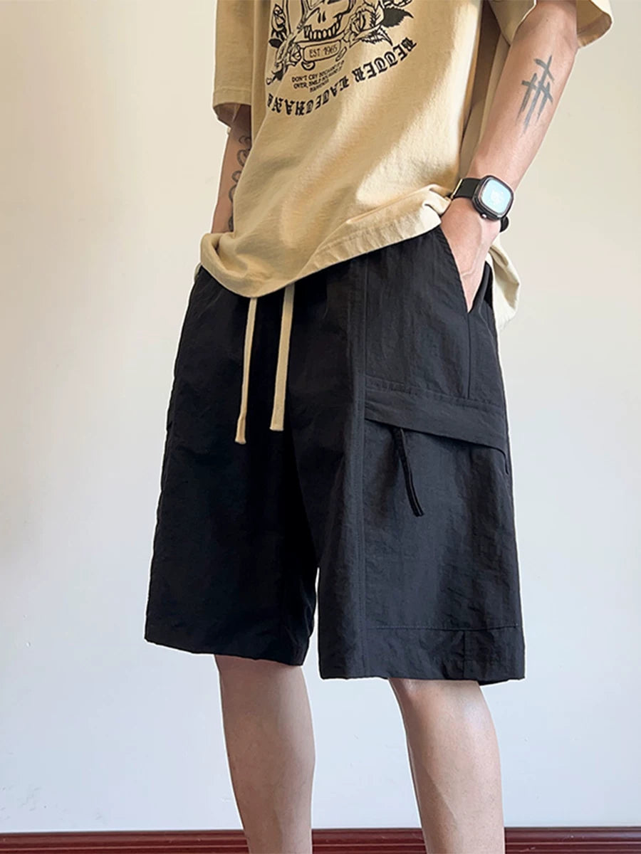 Yapon tez quruyan yük şortu kişi yay nazik dəbli brend çox yönlü boş təsadüfi orta şalvar kişi beş nöqtəli şalvar