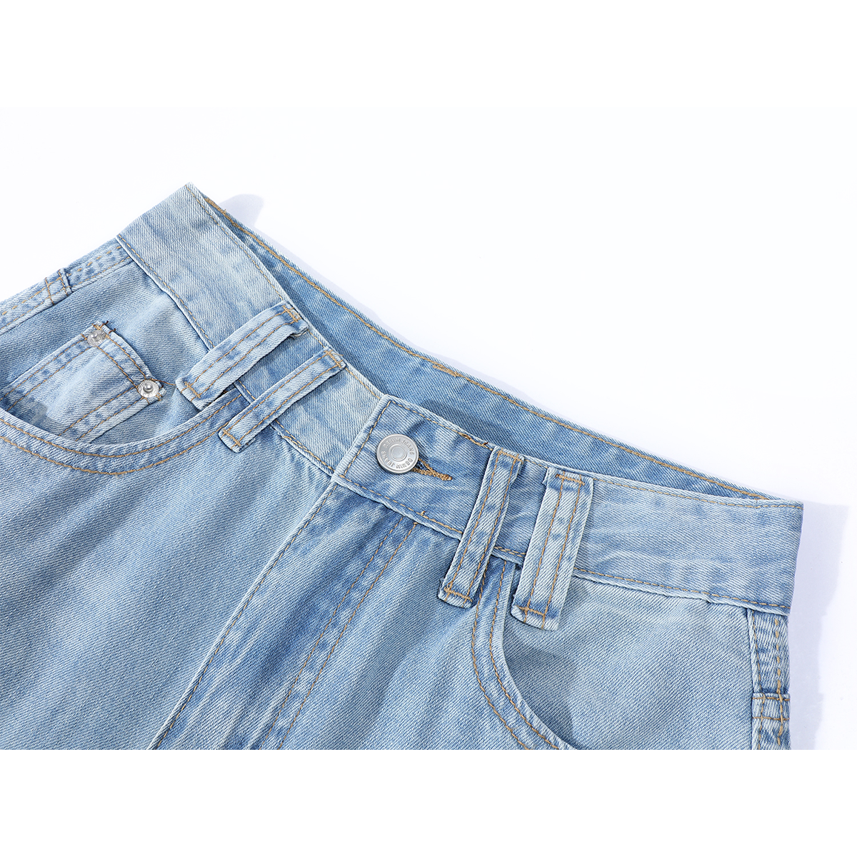 Chalisa-nın qadınlar üçün çoxfunksiyalı Koreya üslublu yay mavi denim cins şalvarı, nazik, dəbli, geniş oturacaqlı, enli ayaqlı gündəlik şalvar.