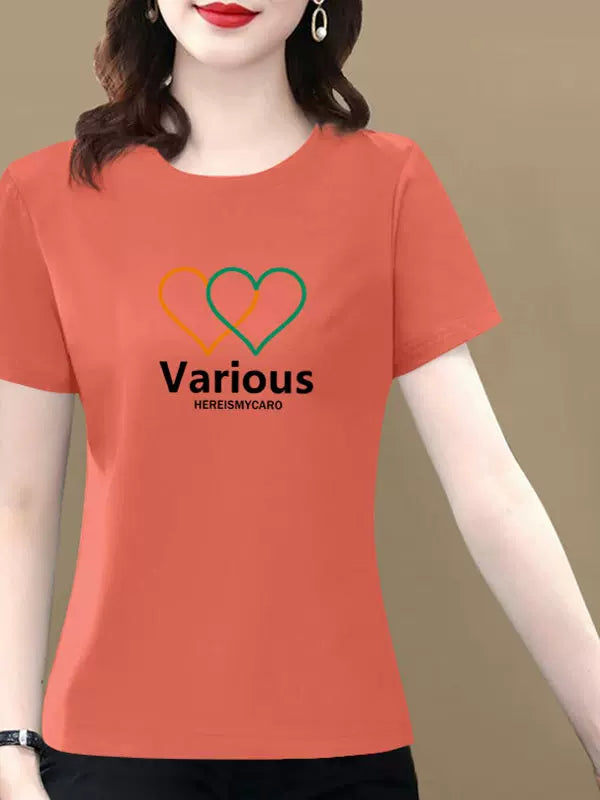 Yay təmiz pambıq böyük ölçülü qısaqol qısaqol köynək qadın yeni moda dəyirmi boyun çaplı ananın üst orta yaşlı qarnı örtən köynək