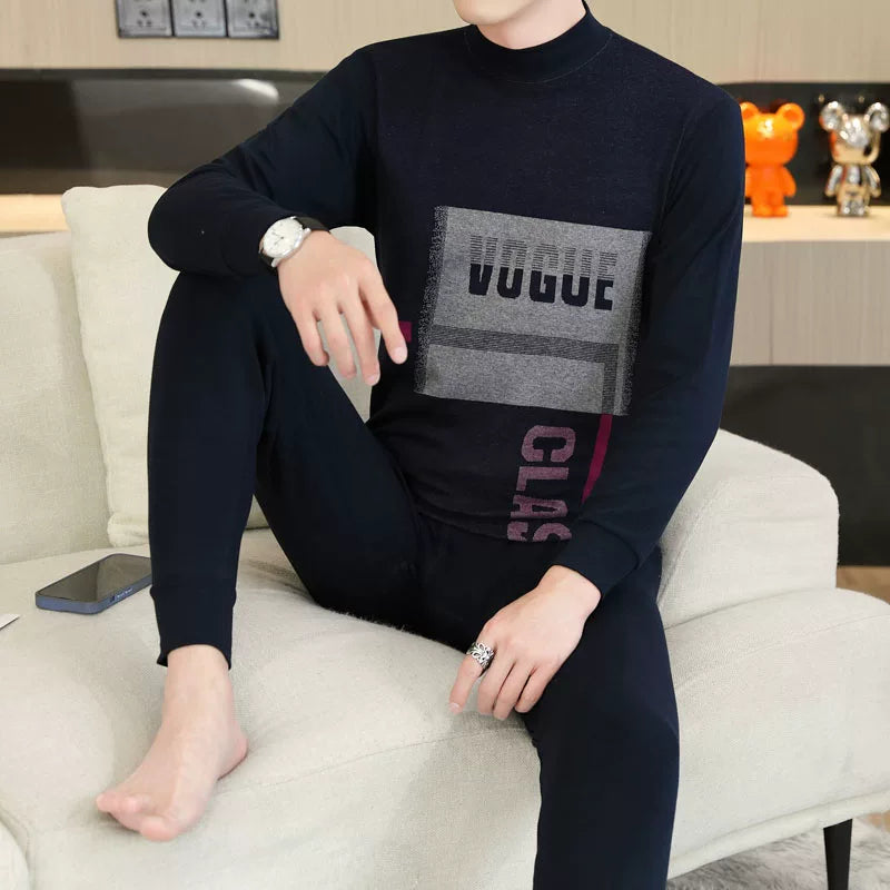 Kişilər üçün 100% Pambıqdan Payız və Qış üçün Termal Alt Geyim Dəsti, Sincan Təmiz Pambıqdan Əsaslı Köynək, Dəyirmi Yaxalıq, Jakarlı Termal Alt Geyim, Dəbli Kişi Geyimləri