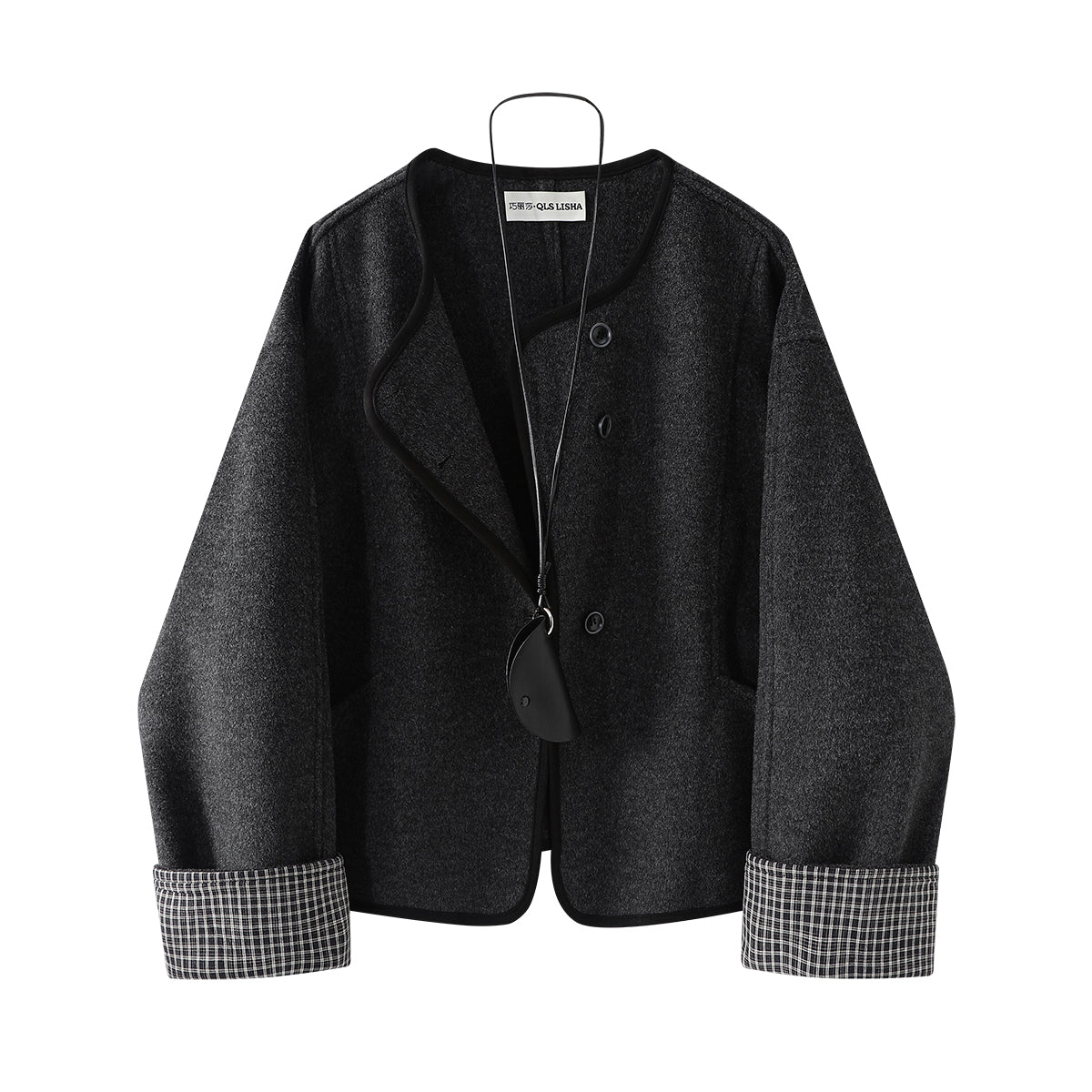 Cholisa Tünd Boz Yüksək Keyfiyyətli Yun Palto, 2026 Yaz/Payız Yeni Modeli, Boş Oturmalı, Zərif və Çoxfunksiyalı Qadınlar üçün İkiüzlü Yun Palto