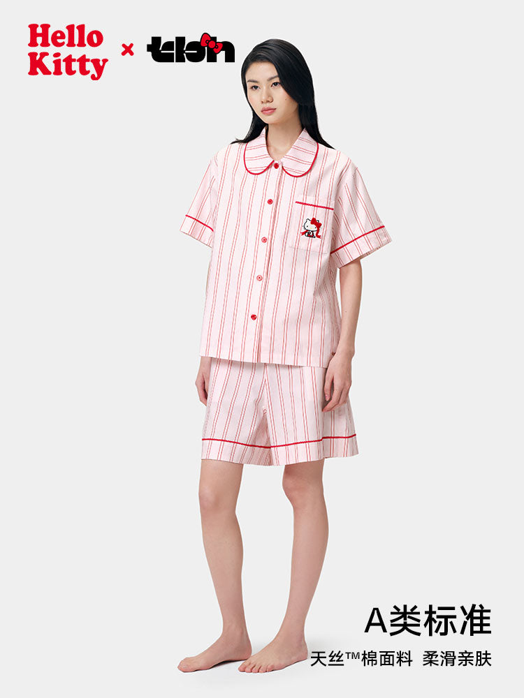 tbh Brutalist Home Sanrio Hello Kitty Tencel Pambıq Ev Geyimi Dəsti Qadınlar üçün Pijama xaricində geyinilə bilər