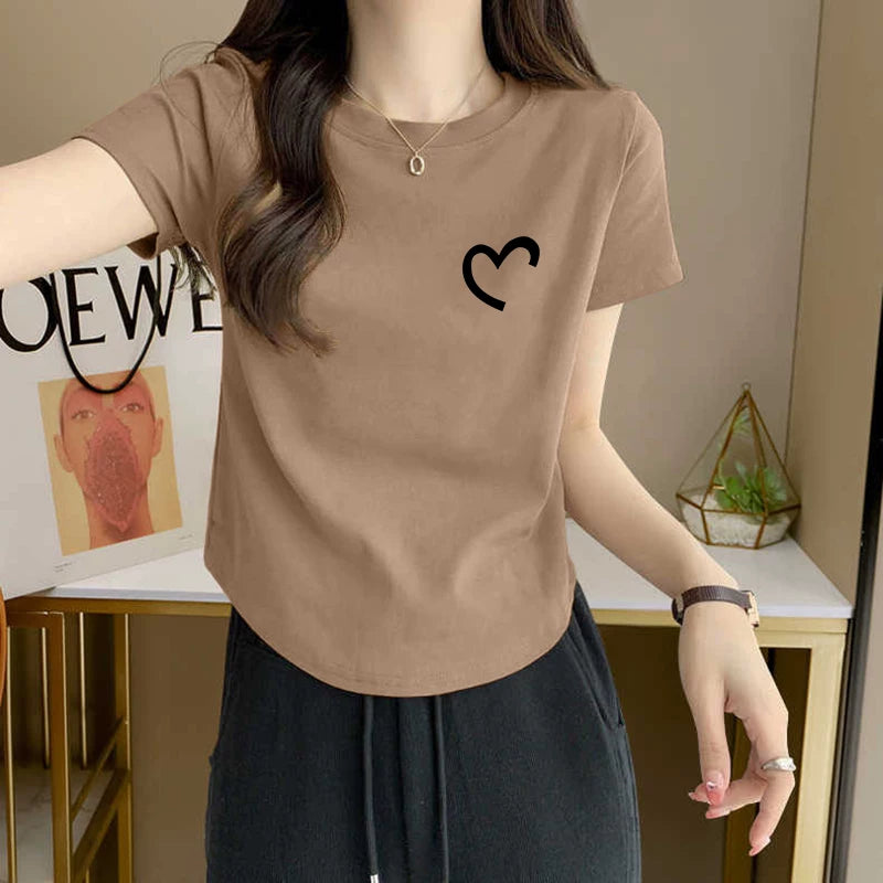 Qadınlar üçün sağ çiyinli təmiz pambıq qısaqol köynək 2026-cı ilin yayında yeni isti stil slim fit nizamsız moda brend köynək üstü qadınlar üçün