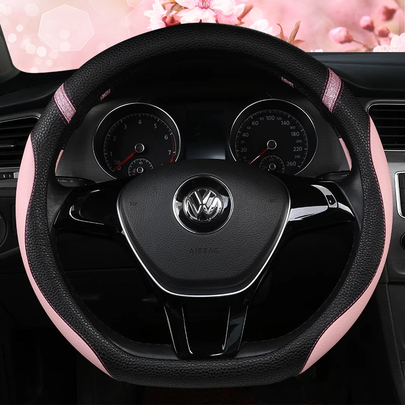 Volkswagen Beetle, CC, Tiguan L, Golf 7, T-Roc All Season D-Type Steering Wheel Cover, Anti-Slip Car Gear Cover