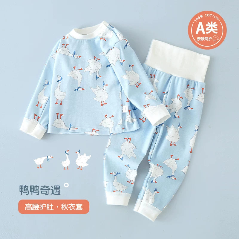 Körpə termal alt paltarı dəsti, təmiz pambıq, alt paltarı, qarın qoruyucusu, payız geyimləri, oğlan və qızlar üçün uzunqol pijamalar, uşaq ev geyimləri