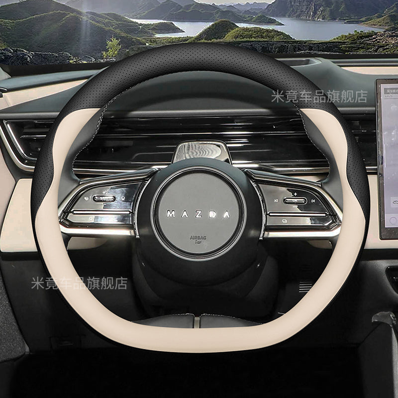 2025 Mazda EZ60/EZ6 Steering Wheel Cover, Genuine Leather, Ultra Thin, Original Color Interior Car Steering Cover, All Season Ventilation