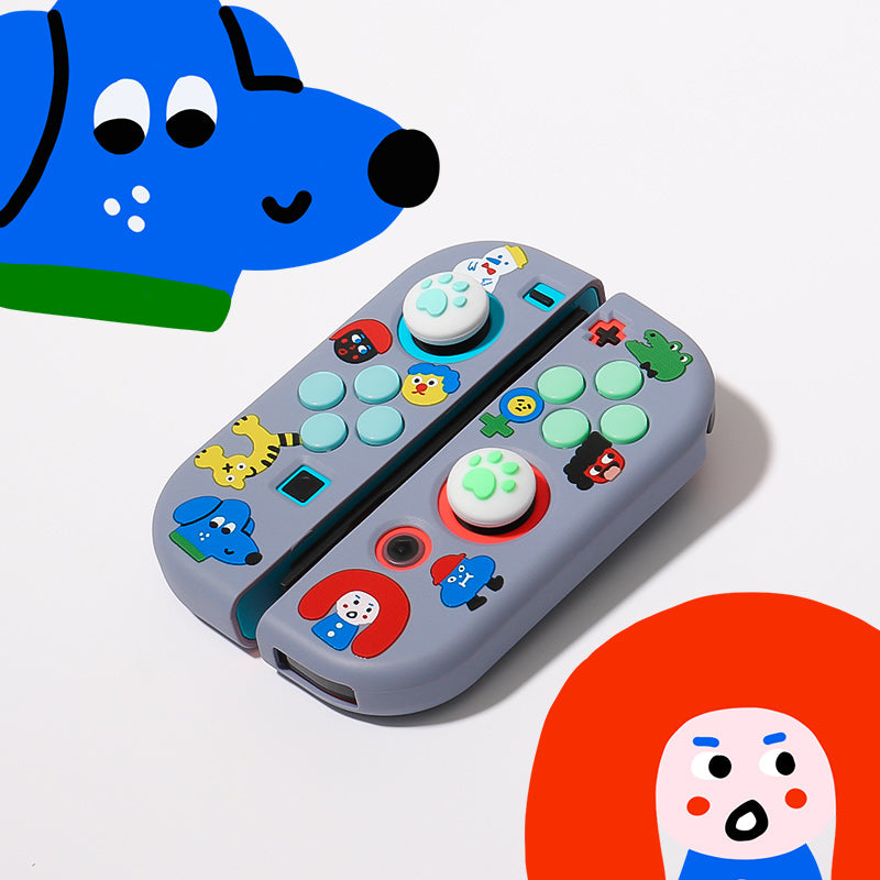 Oled Nintendo Switch açar qapağı rəngli stiker NSlite pişik pəncəsi rokçu qapağı çəhrayı və bənövşəyi joycon üçün uyğundur
