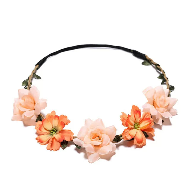 1 Piece Women Charming Floral Tiara Wedding Floral Headband Hairband A