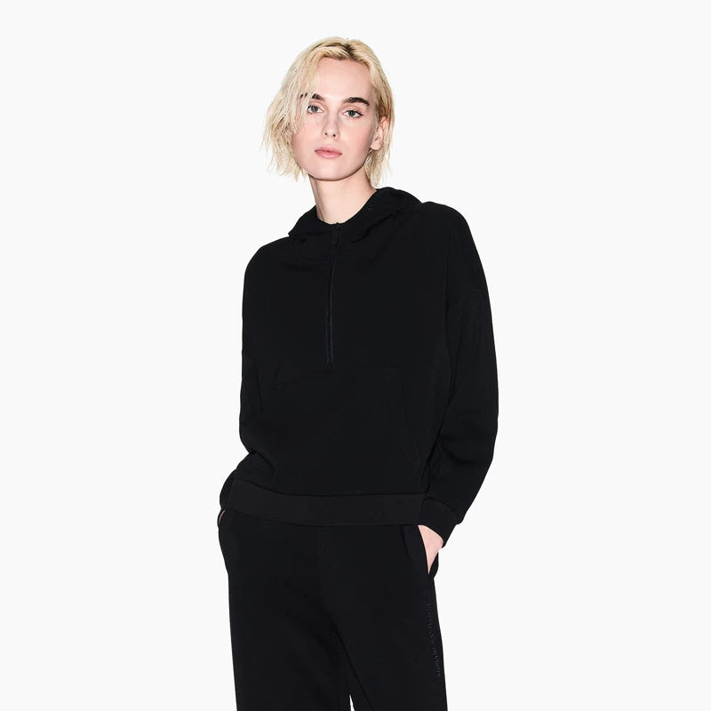 ARMANI EXCHANGE / Armani Winter New Women's Hooded Half-Zip Sweater Loose Sports Shirt