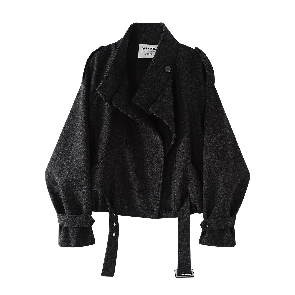 Chola Lisa Motosiklet Yaxalıqlı Yun Palto Qadınlar üçün Payız və Qış Yüksək Səviyyəli Koreya Üslublu Qəşəng Yun Qısa Gödəkçə