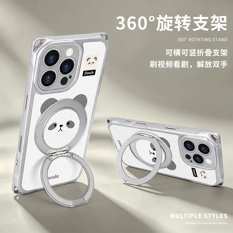 Apple 17promax mobil telefon qutusu üçün uyğun Panda stendi Huawei mate60pro yeni p70 yaradıcı OppoReno15 diaqonal lanyard vivox300 dörd künclü anti-düşmə Xiaomi 17 sevimli və yumşaq