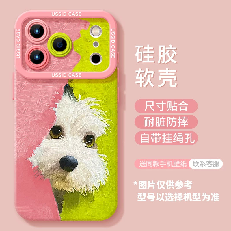 Uston Apple 17 mobil telefon qutusu üçün uyğundur iphone17pormax yeni 17pro təmtəraqlı puppy 13 seriyası 14 silikon 15 yüksək səviyyəli lanyard ilə 12 hər şey daxil 15pro super gözəl görünüşlü 16 dəst