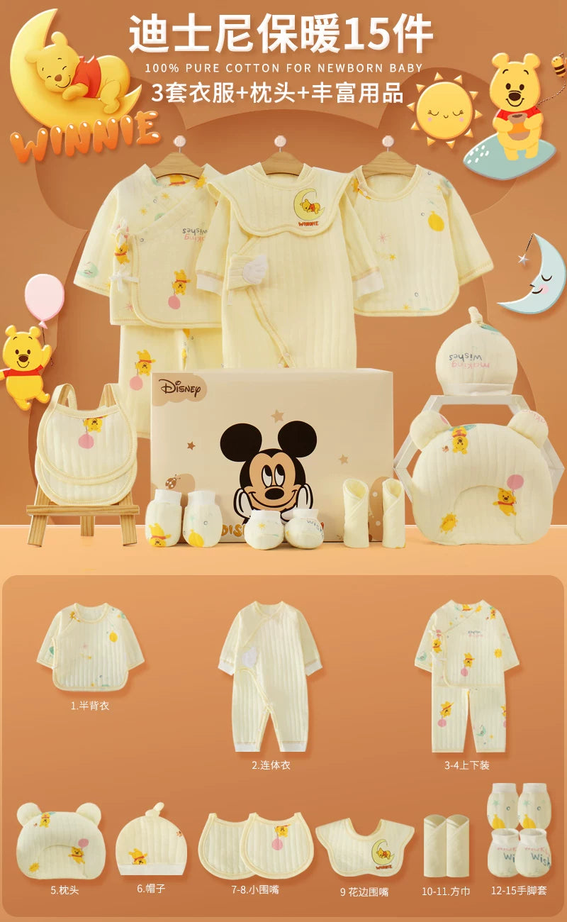 Disney təmiz pambıqdan hazırlanmış payız və qış üçün hədiyyə geyim dəsti, yeni doğulmuş körpələr, körpələr və bir aydan yuxarı körpələr üçün.