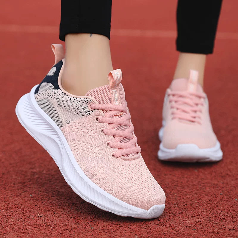 İkiqat Ulduzlu Qadın İdman Ayaqqabıları - Nəfəs alan torlu və sürüşməyən gündəlik ayaqqabılarla təchiz olunmuş yüngül yumşaq dabanlı qaçış ayaqqabıları