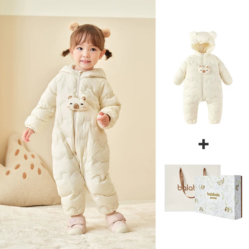 Balabala uşaq yüngül aşağı gödəkçəsi, oğlan və qızlar üçün körpə bodi, 2025 yeni model, körpələr üçün şirin qış geyimləri.