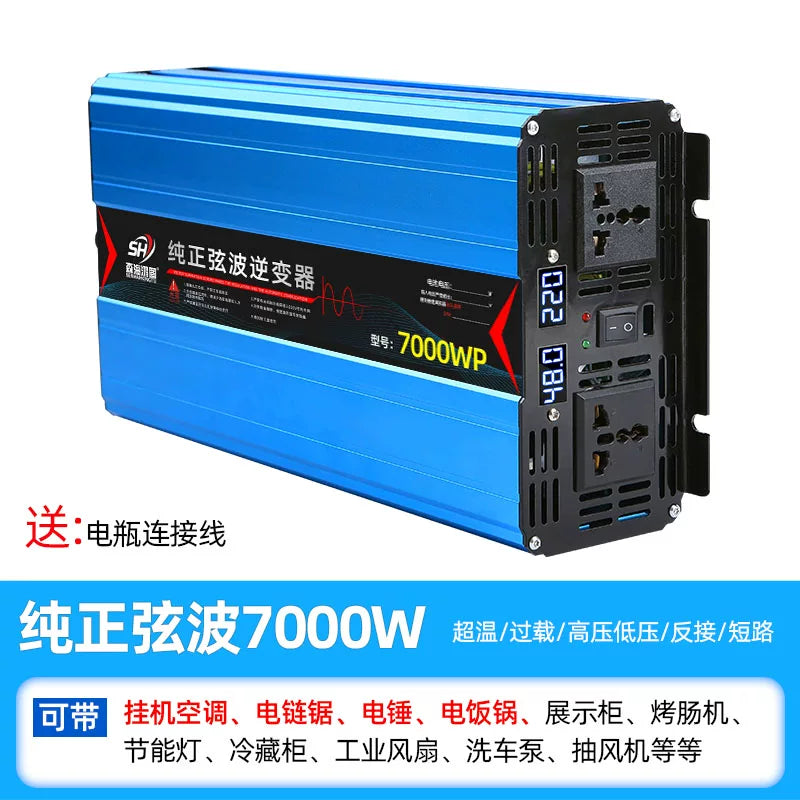 High power inverter for vehicles, trucks, electric vehicles and household use; 12V/24V/48V/60V to 220V converter.