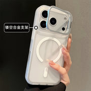 Apple 17 mobil telefon qutusu, yeni şəffaf iphone17promax metal braket çərçivəsi 16promax maqnit 12 buzlu 15pro yüksək səviyyəli 14 cüt 13 düşməyə qarşı 17air sərt çanta üçün uyğundur
