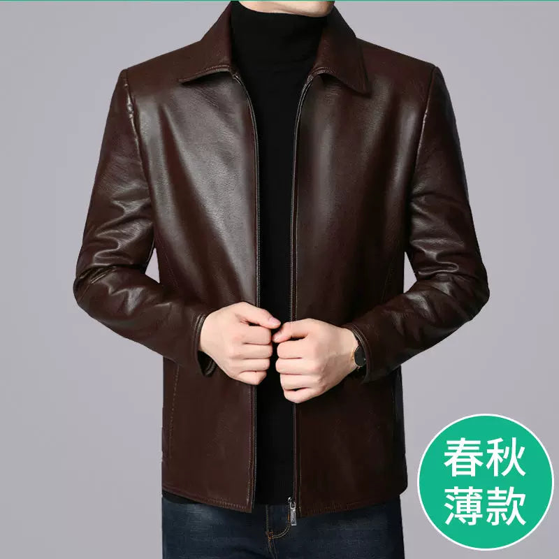 2024 Payız/Qış Yeni Kişilər üçün Yaxalıqlı İşgüzar Gündəlik PU Dəri Gödəkçə, Yun Astarlı və Qalınlaşdırılmış Motosiklet Gödəkçəsi