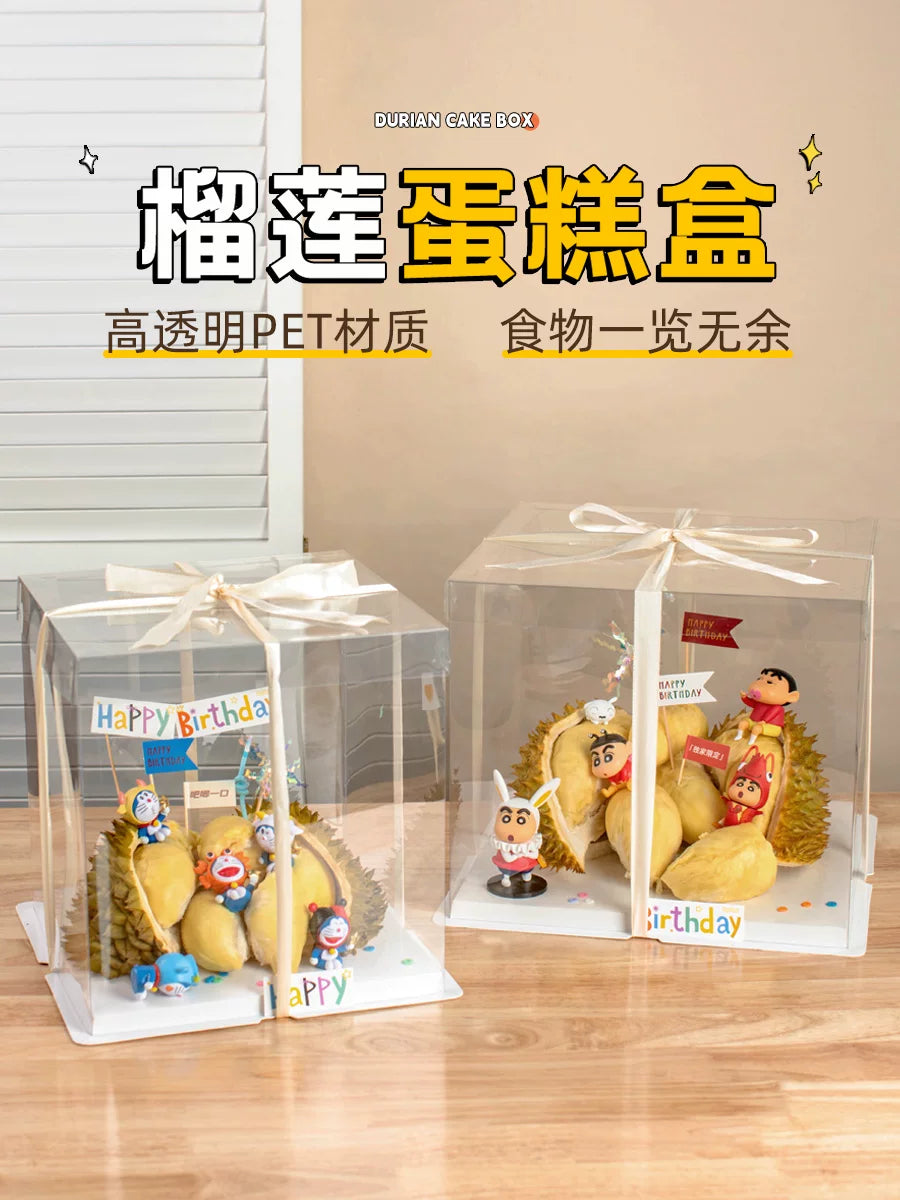 Durian tort qablaşdırma qutusu diy materialı ad günü hədiyyə qutusu qablaşdırma xarici nimçə şəffaf 8 səkkiz düym 10 on bəzək 6