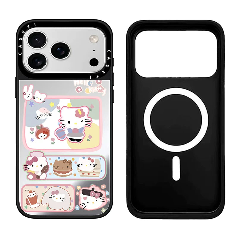 CASE Hello Kitty Hamburger Etiket Telefon Qutusu, iPhone 17 Pro Max Telefon Qutusu ilə Uyğundur 16/15/14 Plus, Trend Brend, Populyar Onlayn Məşhur Stil, Maqnit Əlavəsi