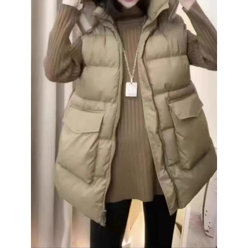 2026 Yeni Qış Orta Uzunluqlu, Böyük Ölçülü Qadınlar üçün Pambıq Yastıqlı Gödəkçə, Boş Formalı, İsti Gödəkçə Top