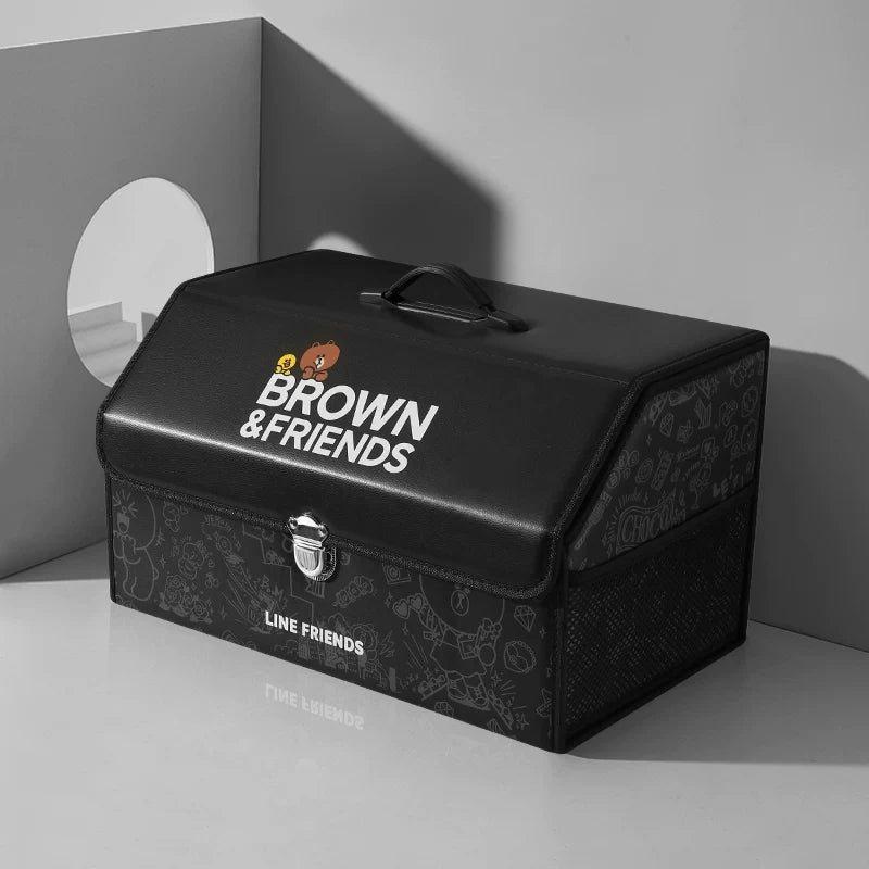 LINE FRIENDS Car Trunk Storage Box, Folding Organizer, Universal Car Decoration Cartoon Storage Box