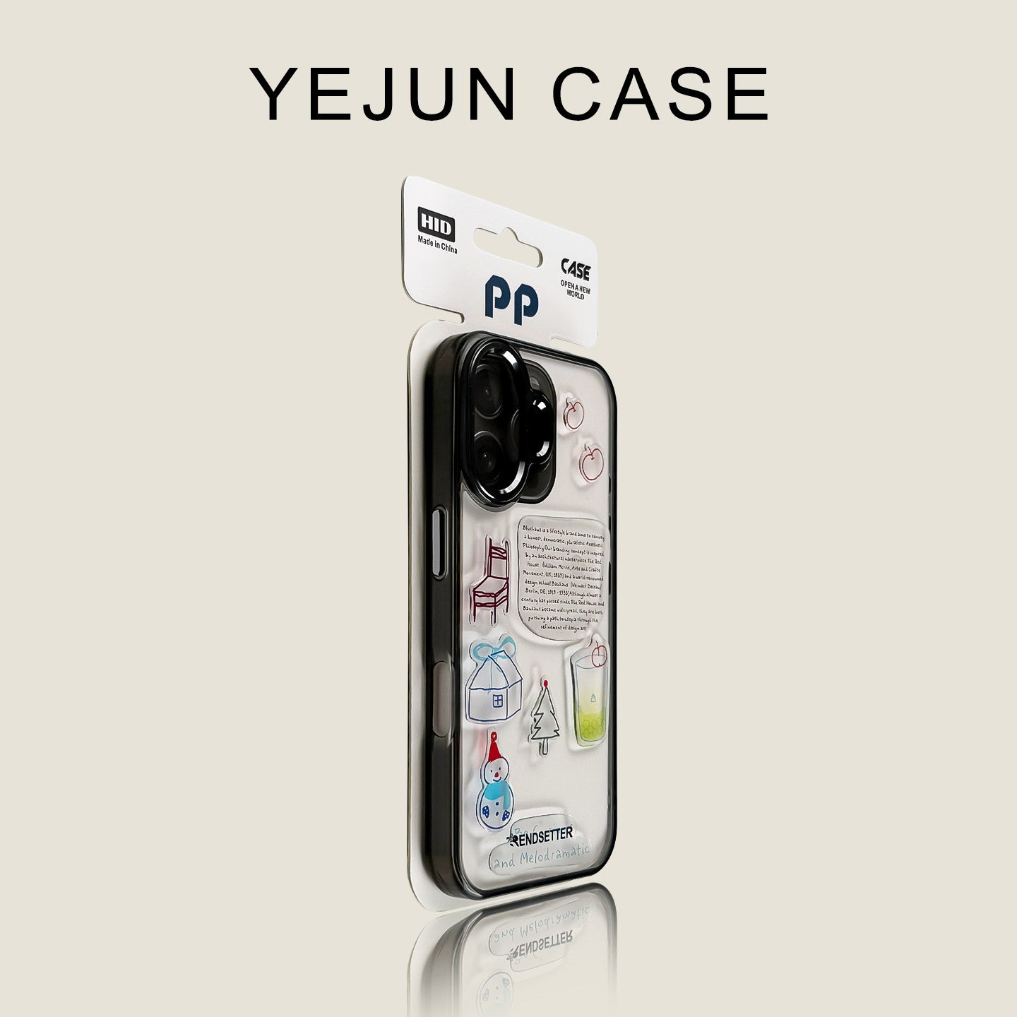 Yejun iphone16/16pro mobil telefon qutusu üçün uyğundur 17 şəffaf çəhrayı qar adamı alma 16promax sərt qabıq yumşaq kənar 15pro böyük dəlik 14 yaradıcı cüt 13 internet ünlü 12 metal düymə 16plus