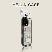 Yejun iphone16/16pro mobil telefon qutusu üçün uyğundur 17 şəffaf çəhrayı qar adamı alma 16promax sərt qabıq yumşaq kənar 15pro böyük dəlik 14 yaradıcı cüt 13 internet ünlü 12 metal düymə 16plus