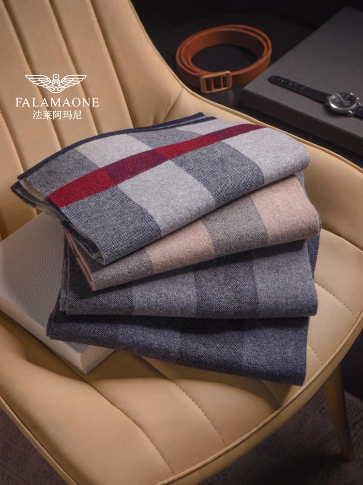 Armani Kişilər üçün Saf Yun Şarf 2025 Yeni Stil Payız/Qış Damalı İsti Qalın Boyunlu Şarf Sevgili Üçün Hədiyyə