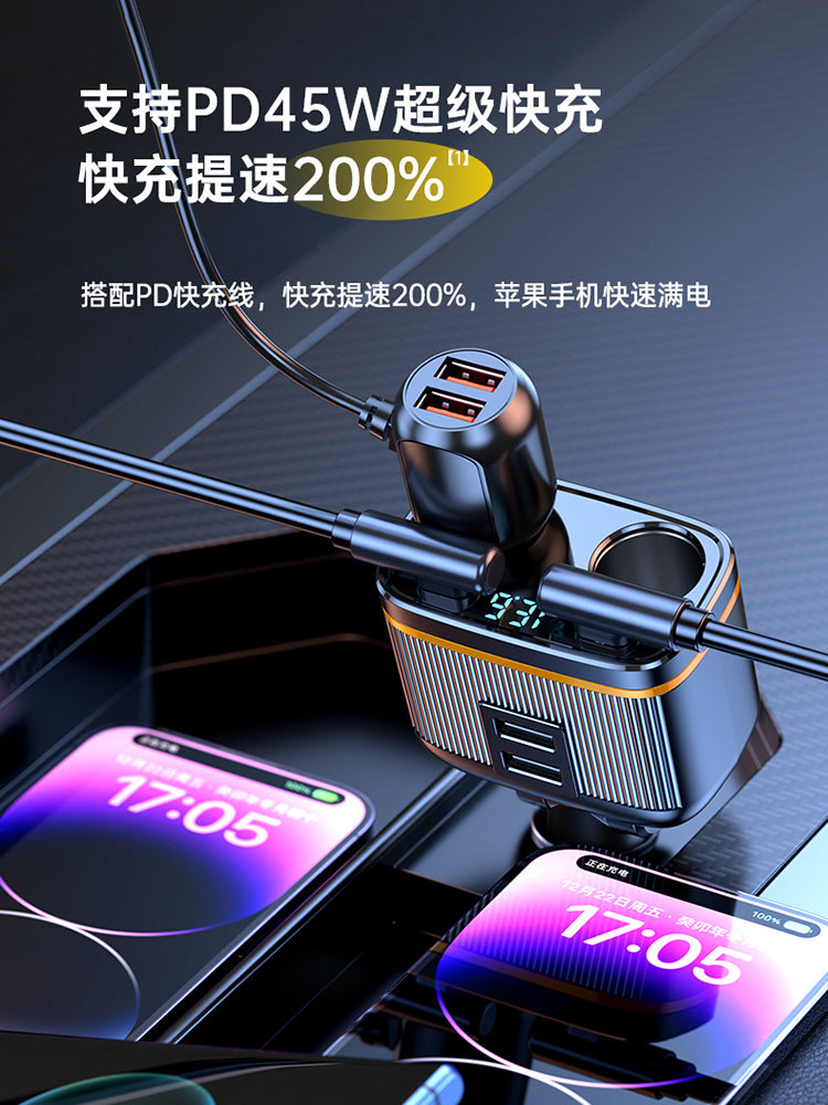 12V 24V Universal Avtomobil Siqaret Çaxmaq Adapteri Ştepseli (1-dən 2-yə) USB ilə Super Sürətli Şarj 145W Avtomobil Şarj Cihazı