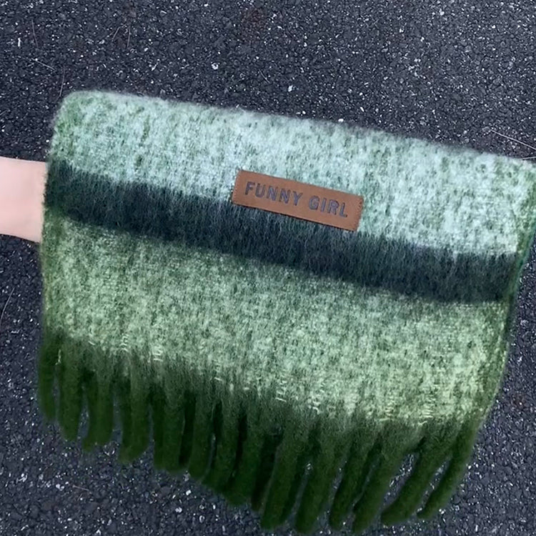 Yaşıl şarf, Koreya üslubunda, payız və qış fotoları üçün çoxfunksiyalı, yüksək səviyyəli hiss, qalın və isti boyun isidicisi, 2025-ci il üçün yeni model.