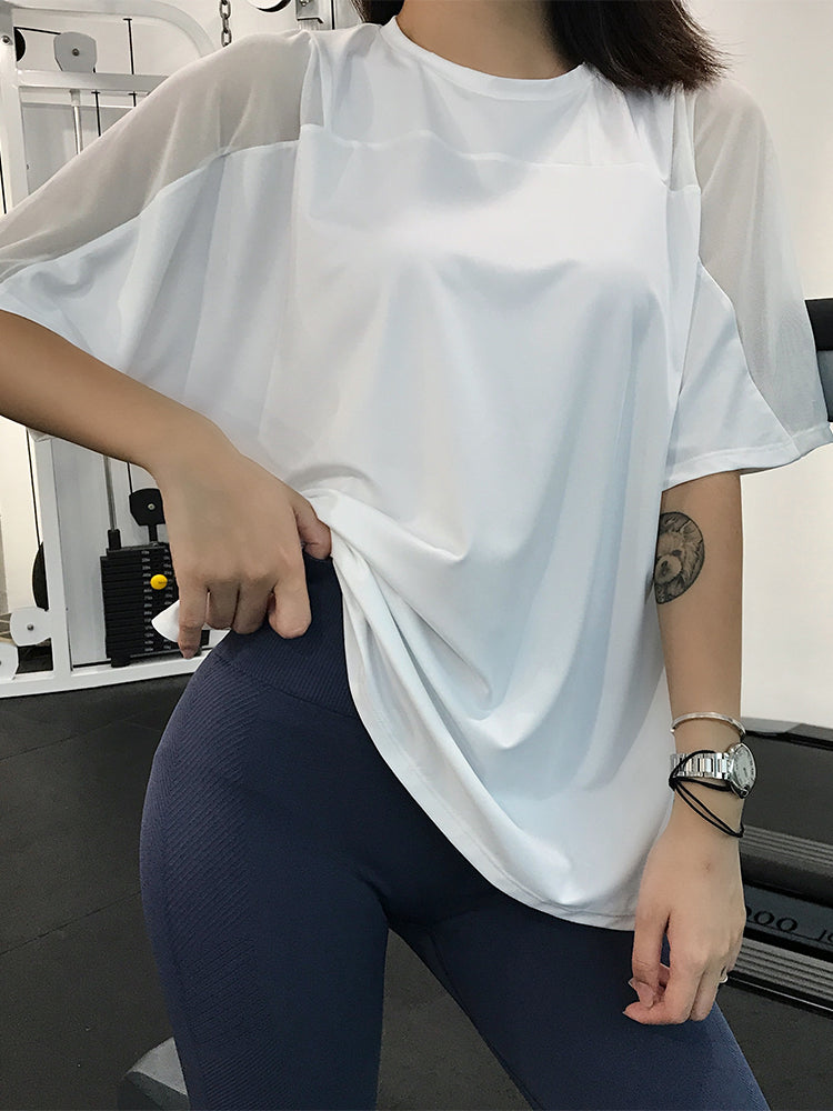 maxrun sport top qadın boş böyük ölçülü tez quruyan qısaqol köynək qaçış fitnes geyimi yağ mm yoqa geyimi 200 funt