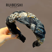 Honkonq üslubunda qadınlar üçün retro hörülmüş saç sancağı, hündür tac, böyüklər üçün üst geyim, geniş kənarlı baş bandı, üz yumaq üçün saç basan baş bandı.