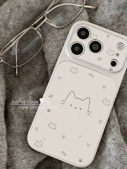 Note Cat Apple 17promax mobil telefon qutusu üçün uyğundur iPhone16promax hər şey daxil 15plus böyük pəncərə 14/13/12 qadın sadə yaradıcı 11Pro yıxılmağa qarşı qoruyucu örtük