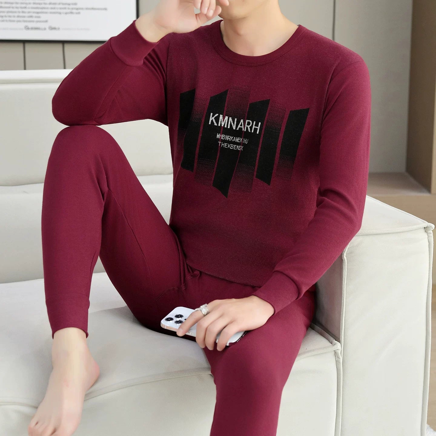 Kişilər üçün 100% Pambıqdan Payız və Qış üçün Termal Alt Geyim Dəsti, Sincan Təmiz Pambıqdan Əsaslı Köynək, Dəyirmi Yaxalıq, Jakarlı Termal Alt Geyim, Dəbli Kişi Geyimləri