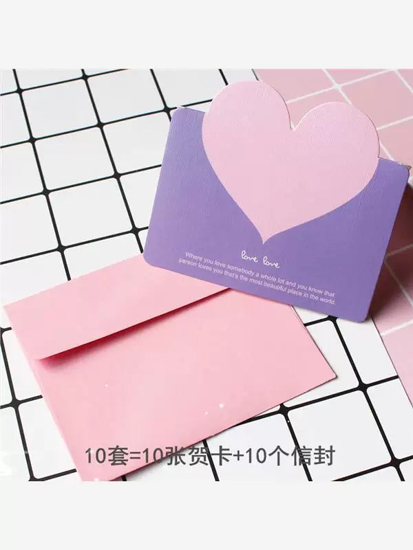 Love message card, Valentine's Day greeting cards, heart-shaped folded message card