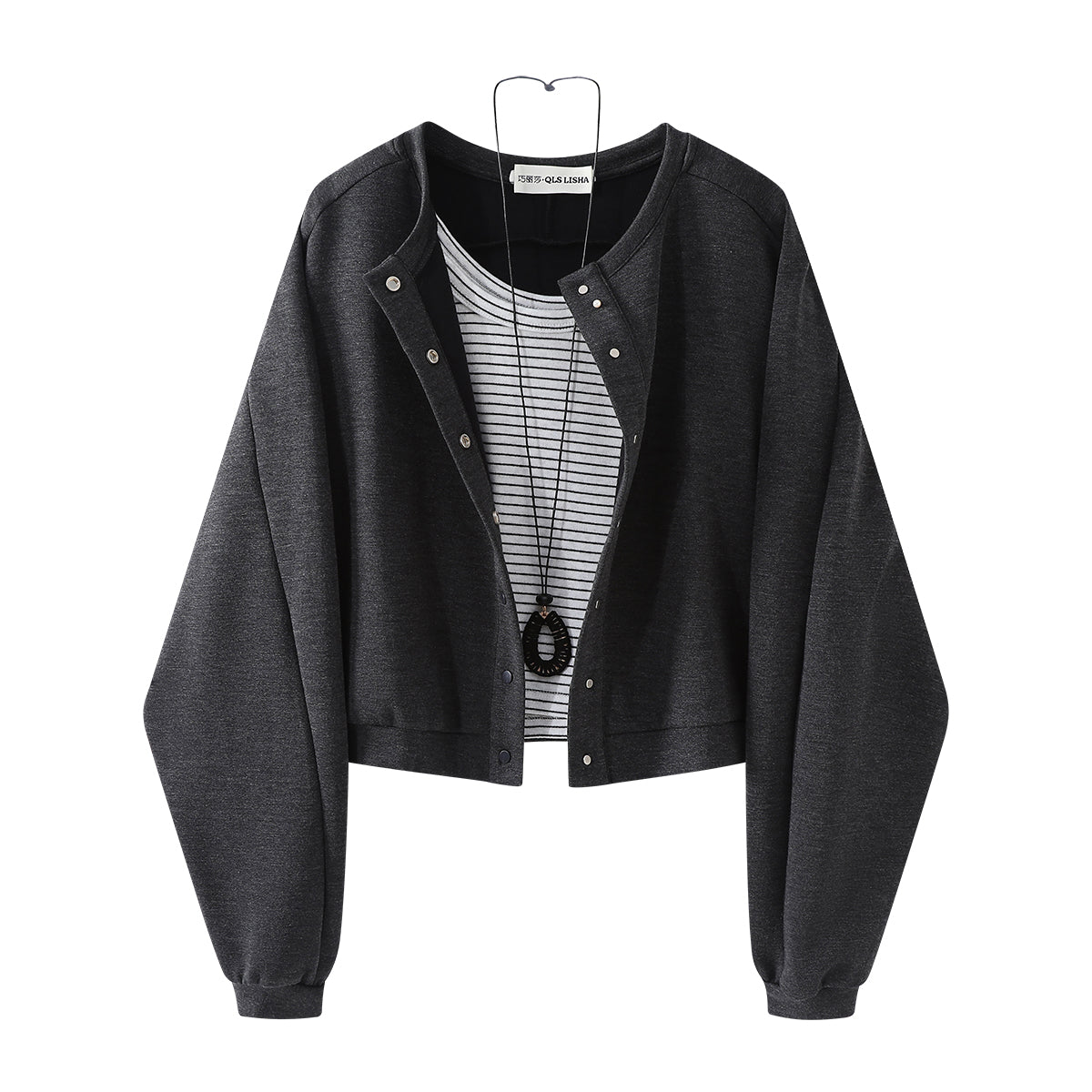 Chalisa'nın zərif və çox yönlü təsadüfi sviter hırka gödəkçəsi, qadın payız daxili təbəqəsi zolaqlı jilet topu